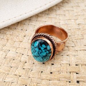 Hubei Turquoise Copper Ring Adjustable 6-9 NWOT Statement Ring